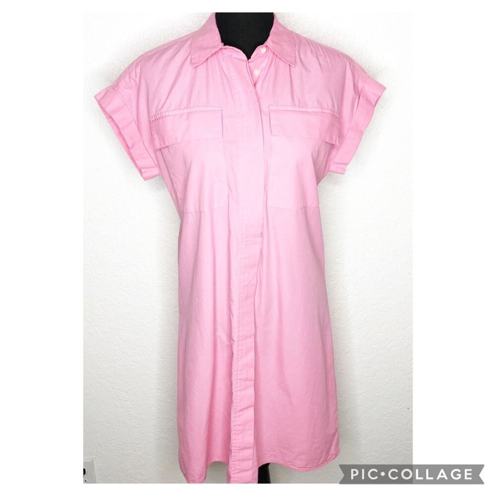 NavyBleu pink short sleeve button front shirt‎ dress size Small
